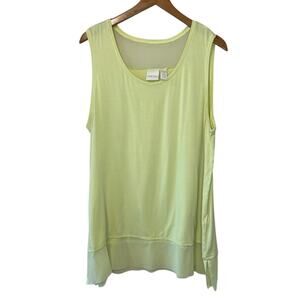 Chico's Casual Bright Yellow Light Weight Mesh Trim U Neck Tank Top Size 3 (XL)